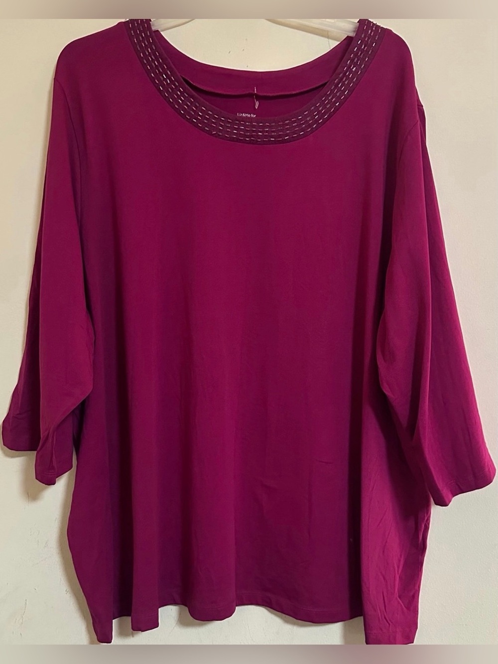Liz & Me for CATHERINES magenta three-quarter sleeve top women’s size 4X